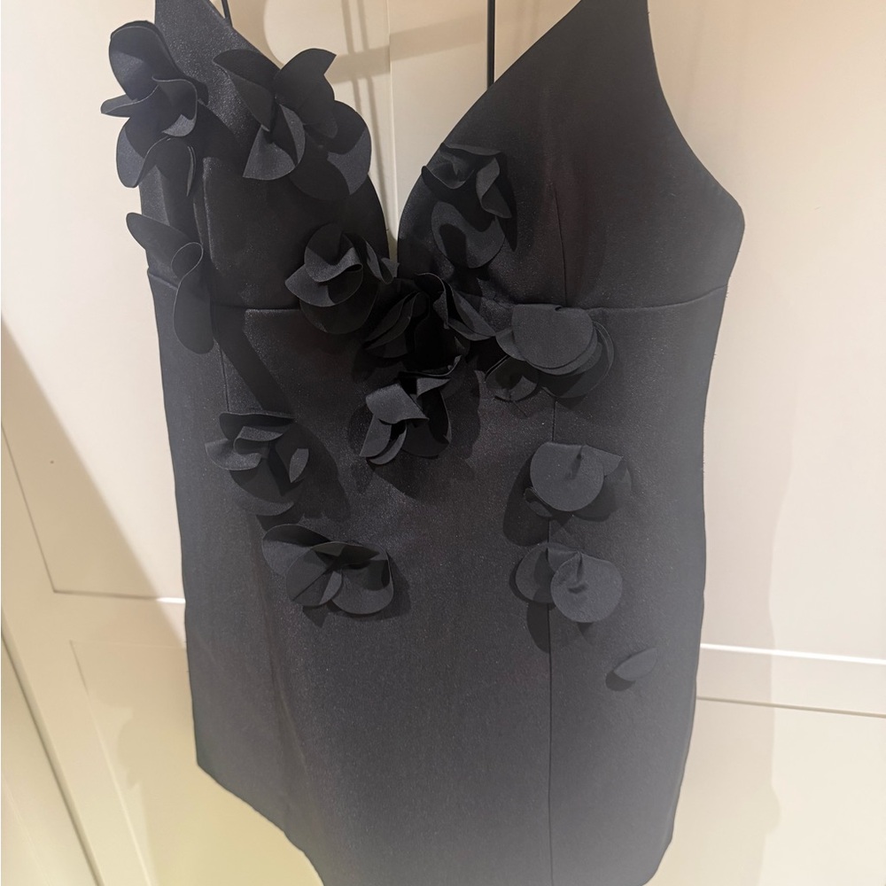 Acler Black Mini Dress with Floral Accents
